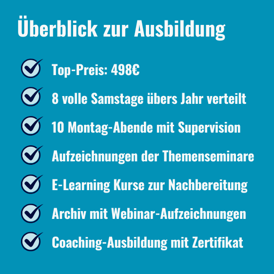 Überblick zur Life Coach Ausbildung Blau Text